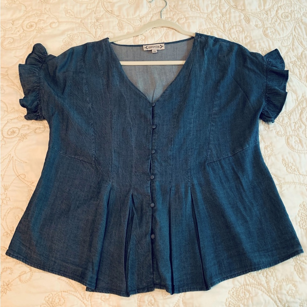 Blue v neck short top